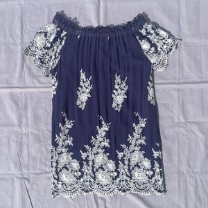 Altar'd State Tunic Dress Sz M Off Shoulder Mini Embroidered Peasant Style Boho